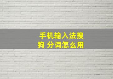 手机输入法搜狗 分词怎么用